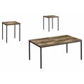 Monarch Specialties Table Set, 3pcs Set, Coffee, End, Black Metal, Brown Reclaimed Laminate, Contemporary, Modern I 7893P